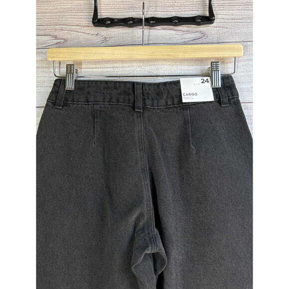 Forever 21 Black High Rise Wide Leg Cargo Jeans Size 24 NWT - Picture 8 of 8